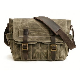 Waxed Canvas Crossbody Bag Green